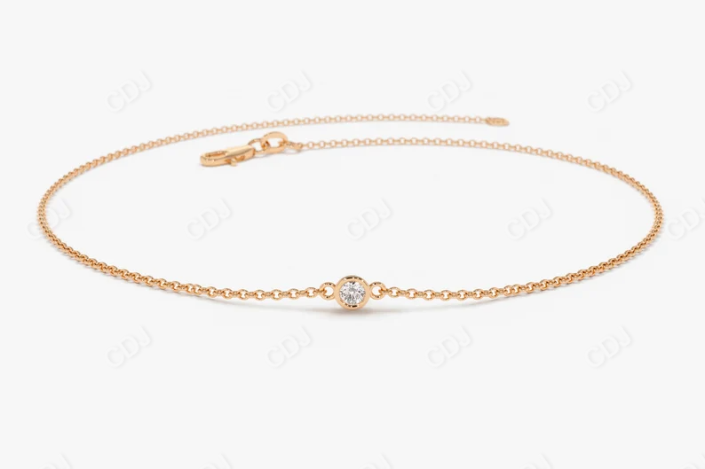 14k Gold Bezel Set Natural Diamond Bracelet for Women  customdiamjewel 10 KT Solid Gold Rose Gold VVS-EF