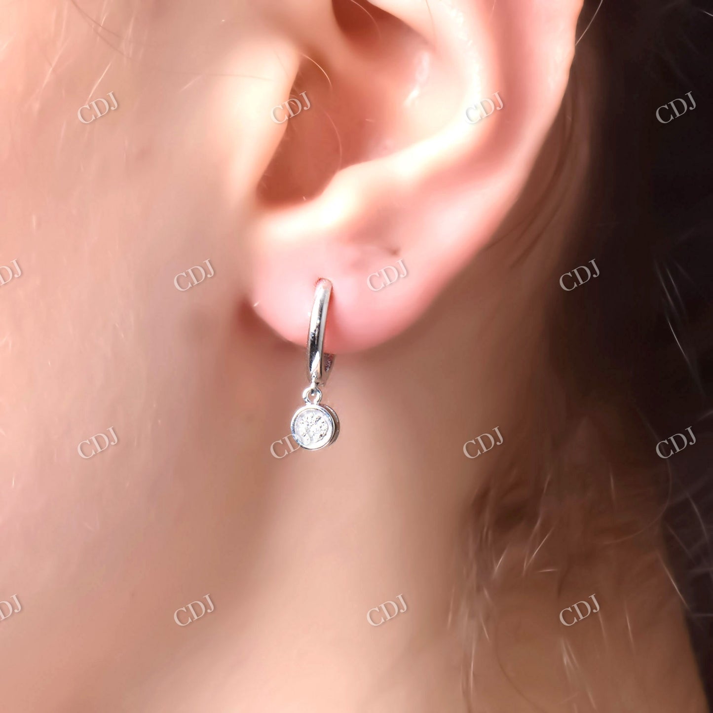 0.08 CTW Moissanite Hoop Earring  customdiamjewel   