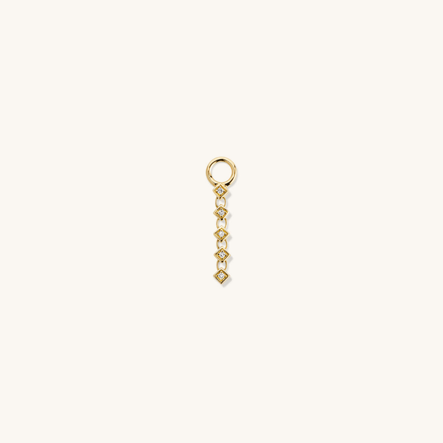 Single Natural Diamond Link Hoop 14K Solid Gold Earring  customdiamjewel   