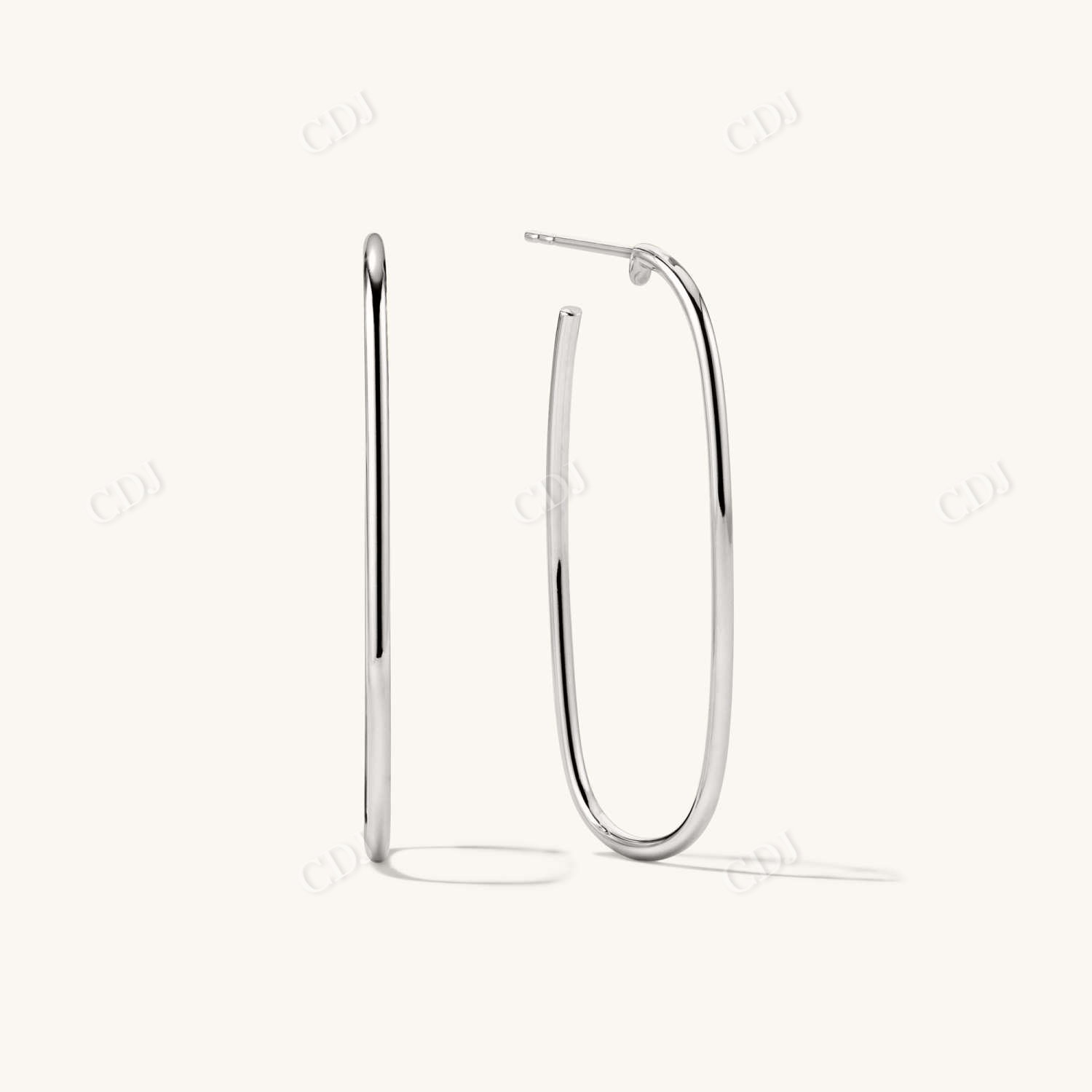 Paperclip Big Sized Handmade Earrings  customdiamjewel 10 KT Solid Gold White Gold 