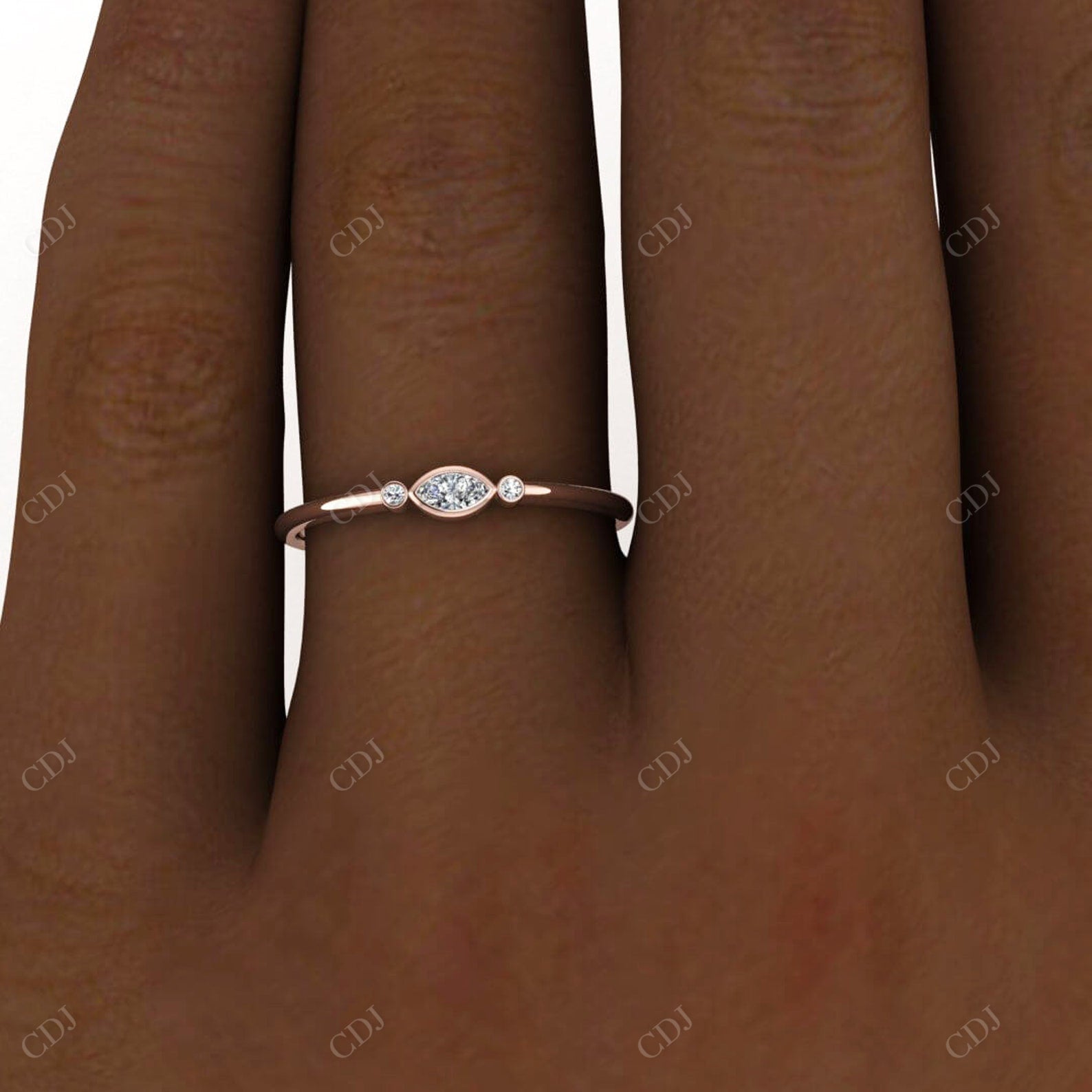 0.1CTW Round and Marquise Cut Diamond Ring  customdiamjewel   