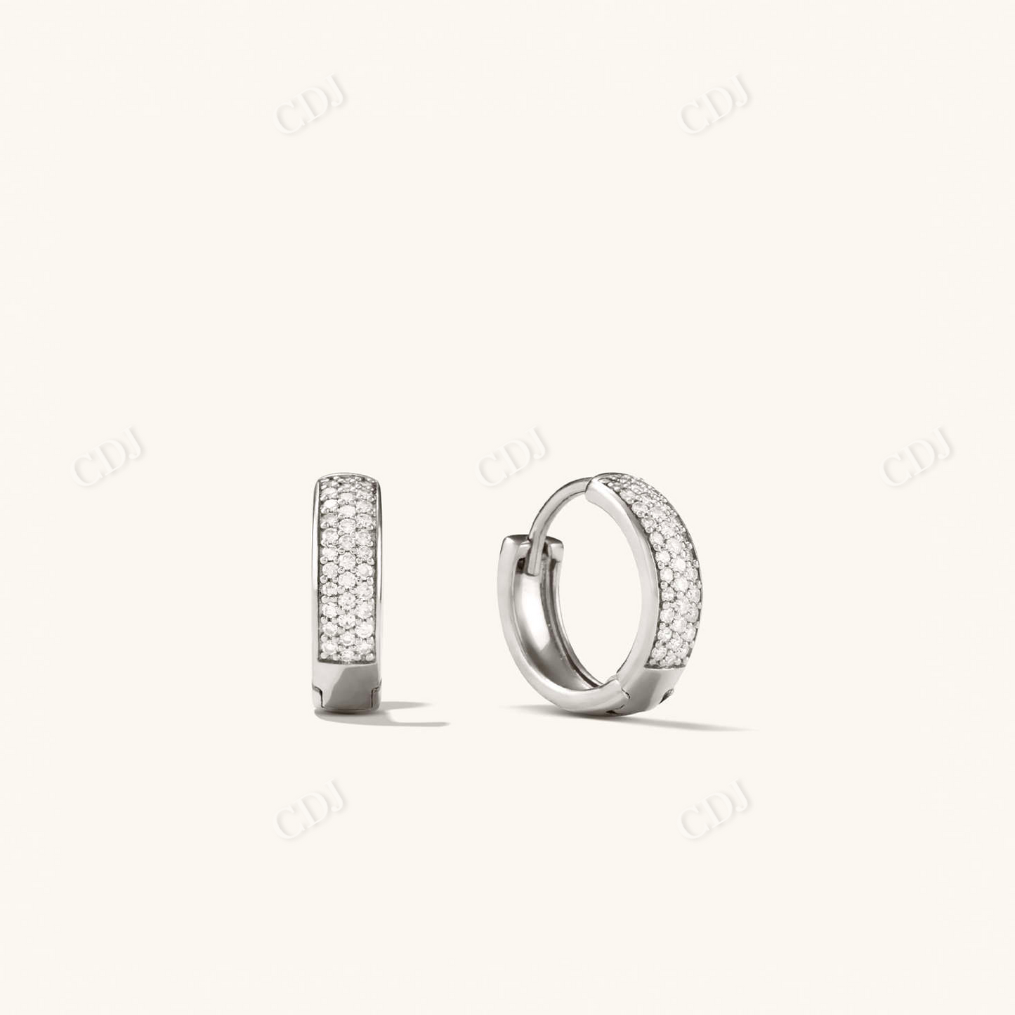 14K Gold Pave Diamond Huggie Hoop Earrings  customdiamjewel 10 KT Solid Gold White Gold VVS-EF