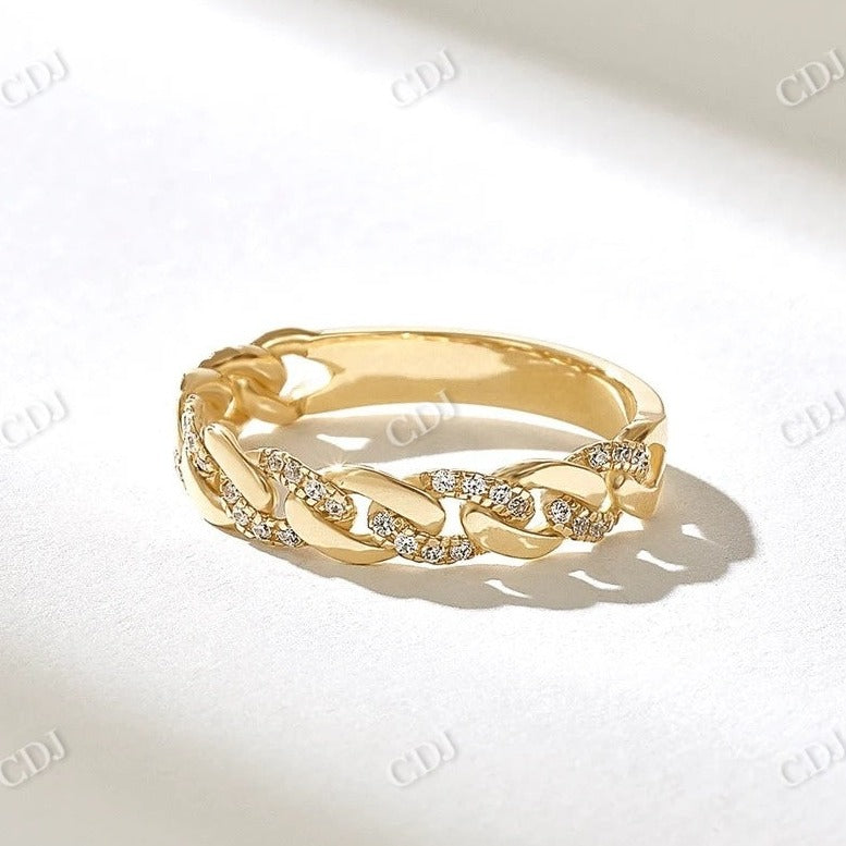 0.24CTW Round Diamond Curb Chain Wedding Band  customdiamjewel 10KT Yellow Gold VVS-EF