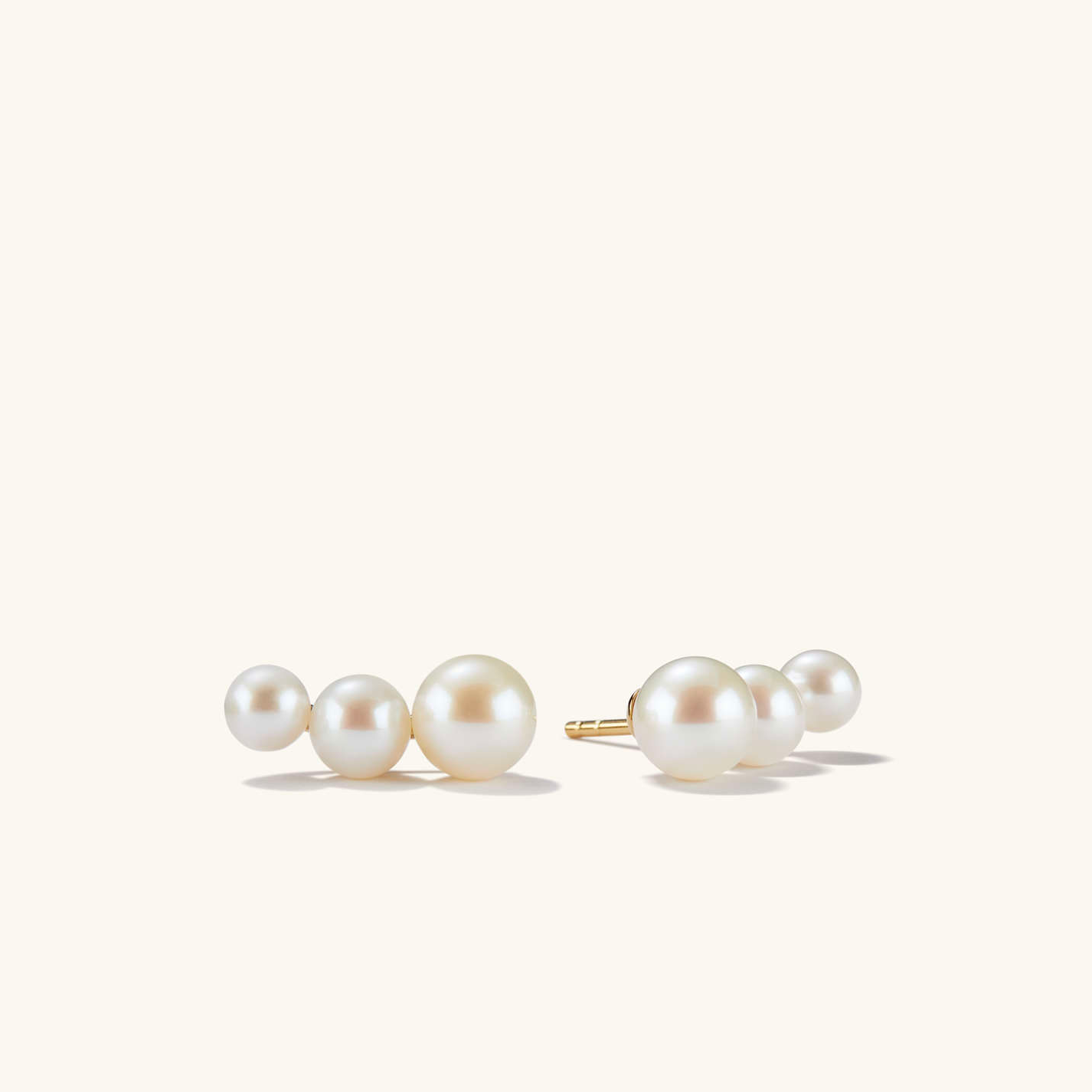 Contrast Pearl Climber 14K Gold Stud Earring  customdiamjewel Sterling Silver Yellow Gold VVS-EF