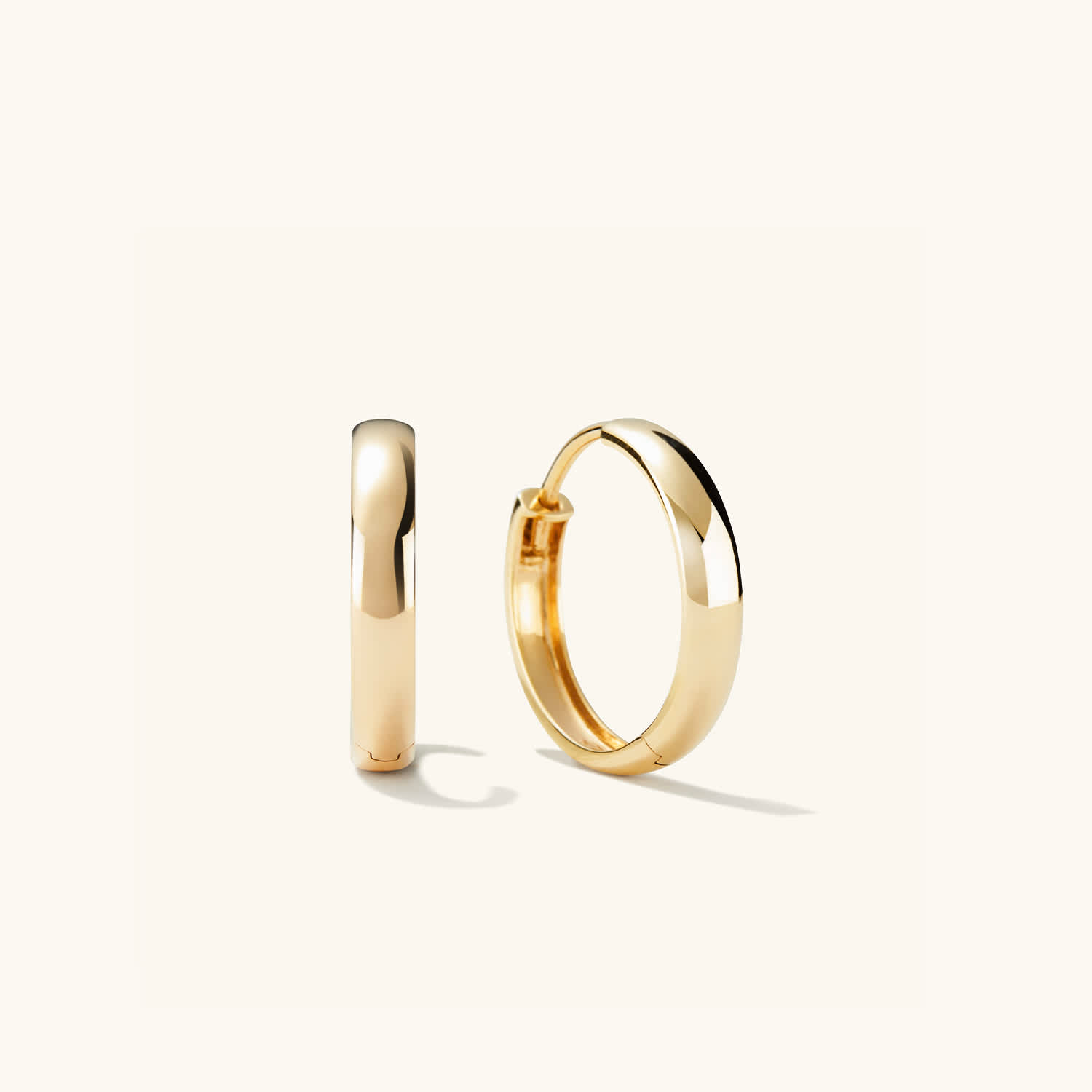 Simple Daily Wear 14K Gold Bold Medium Hoop Earrings  customdiamjewel 10 KT Solid Gold Yellow Gold VVS-EF