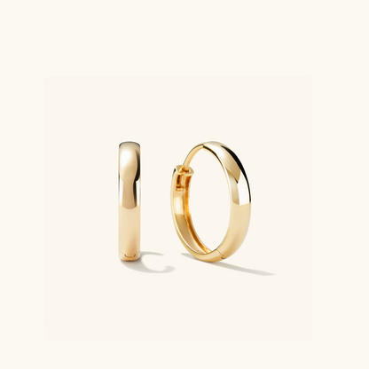 Simple Daily Wear 14K Gold Bold Medium Hoop Earrings  customdiamjewel 10 KT Solid Gold Yellow Gold VVS-EF