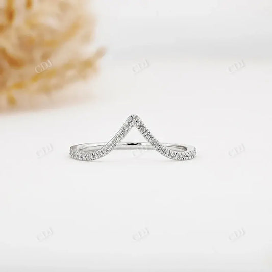 0.10CTW Round Cut Natural Diamond Curved Wedding Bad  customdiamjewel 10KT White Gold VVS-EF