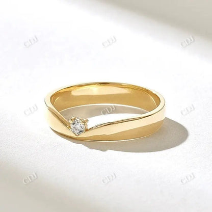 0.06CTW Tiny Lab Grown Wishbone Solo Diamond Wedding Band  customdiamjewel 10KT Yellow Gold VVS-EF