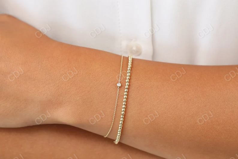 14k Gold Bezel Set Natural Diamond Bracelet for Women  customdiamjewel   