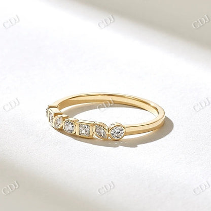 0.21CTW Mixed Cut Bezel Set Diamond Wedding Band  customdiamjewel 10KT Yellow Gold VVS-EF