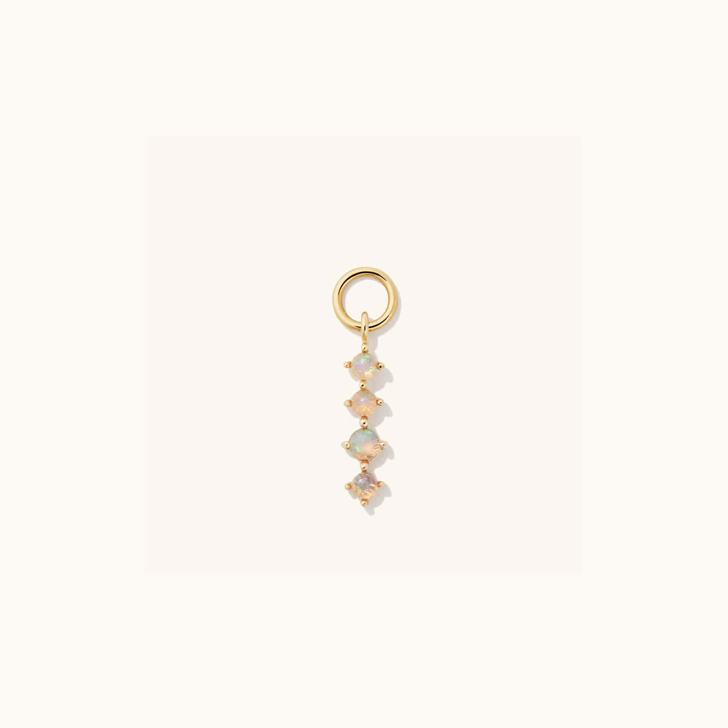 Single Opal Moissanite 14K Gold Hoop Charm Earrings  customdiamjewel   