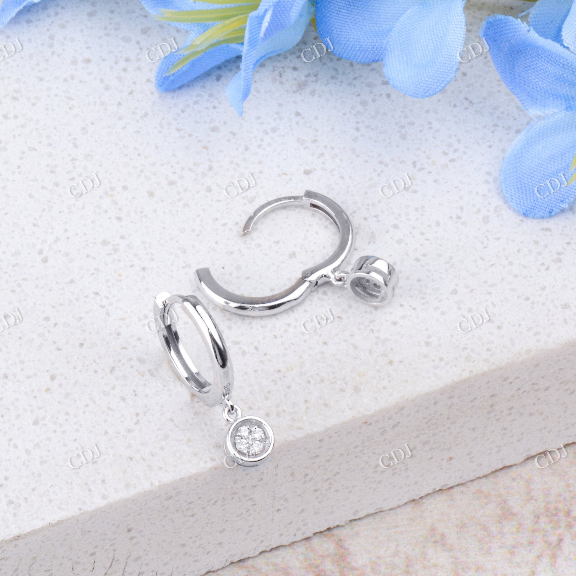 0.08 CTW Moissanite Hoop Earring  customdiamjewel   