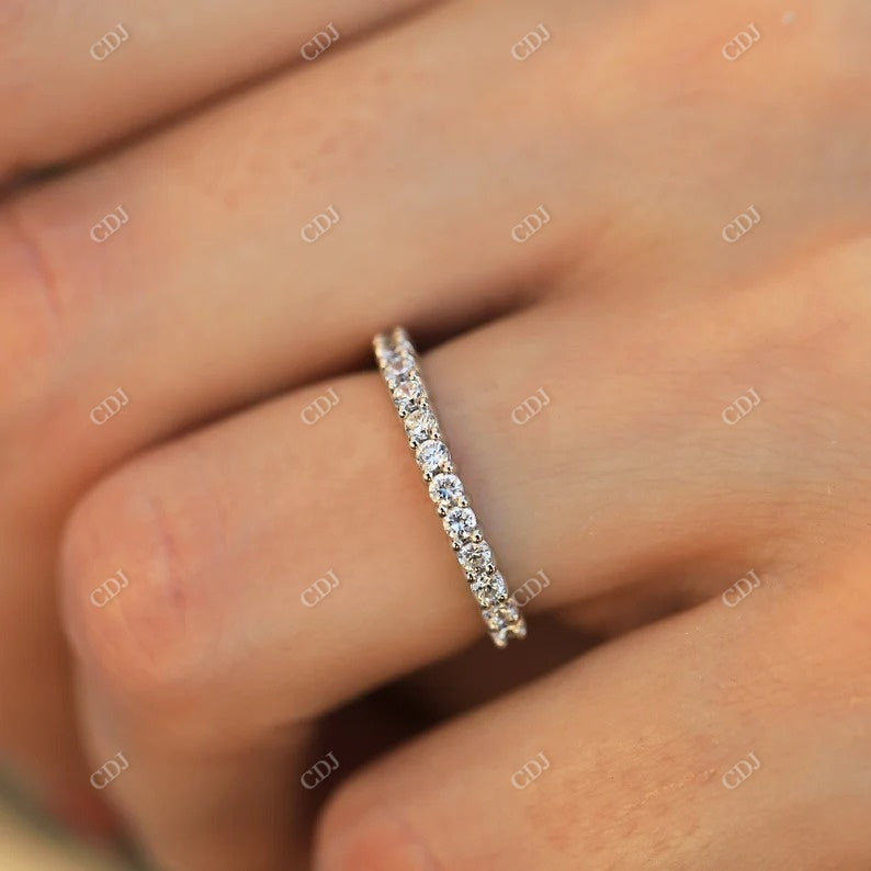 Round Cut Half Eternity Moissanite Wedding Band  customdiamjewel   