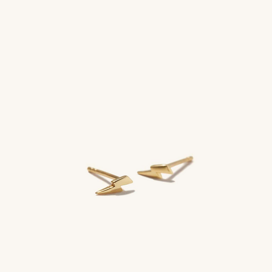 Unique Lightning Bolt Shape 14K Solid Gold Stud Earrings  customdiamjewel Sterling Silver Yellow Gold VVS-EF