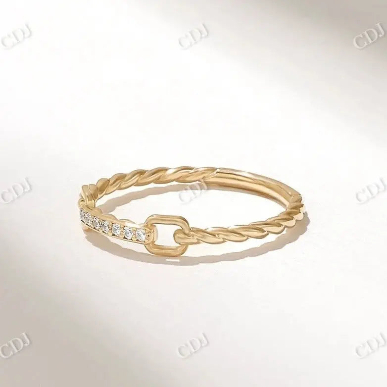 0.04CTW Lab Grown Diamond Dainty Twist Rope Wedding Band  customdiamjewel 10KT Yellow Gold VVS-EF