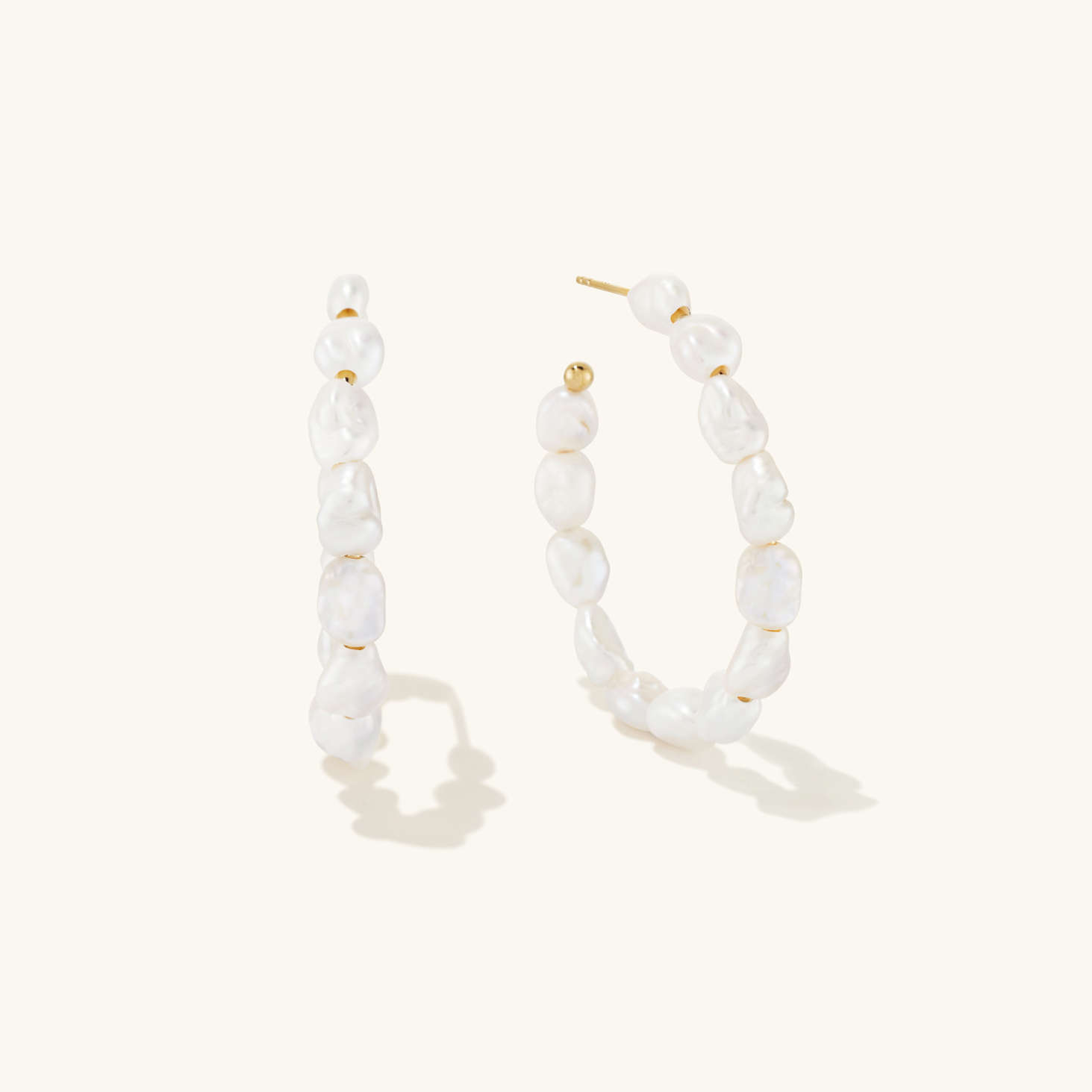 Bold Pearl Hoop 18K Solid Gold Hoop Earrings  customdiamjewel Sterling Silver Yellow Gold VVS-EF