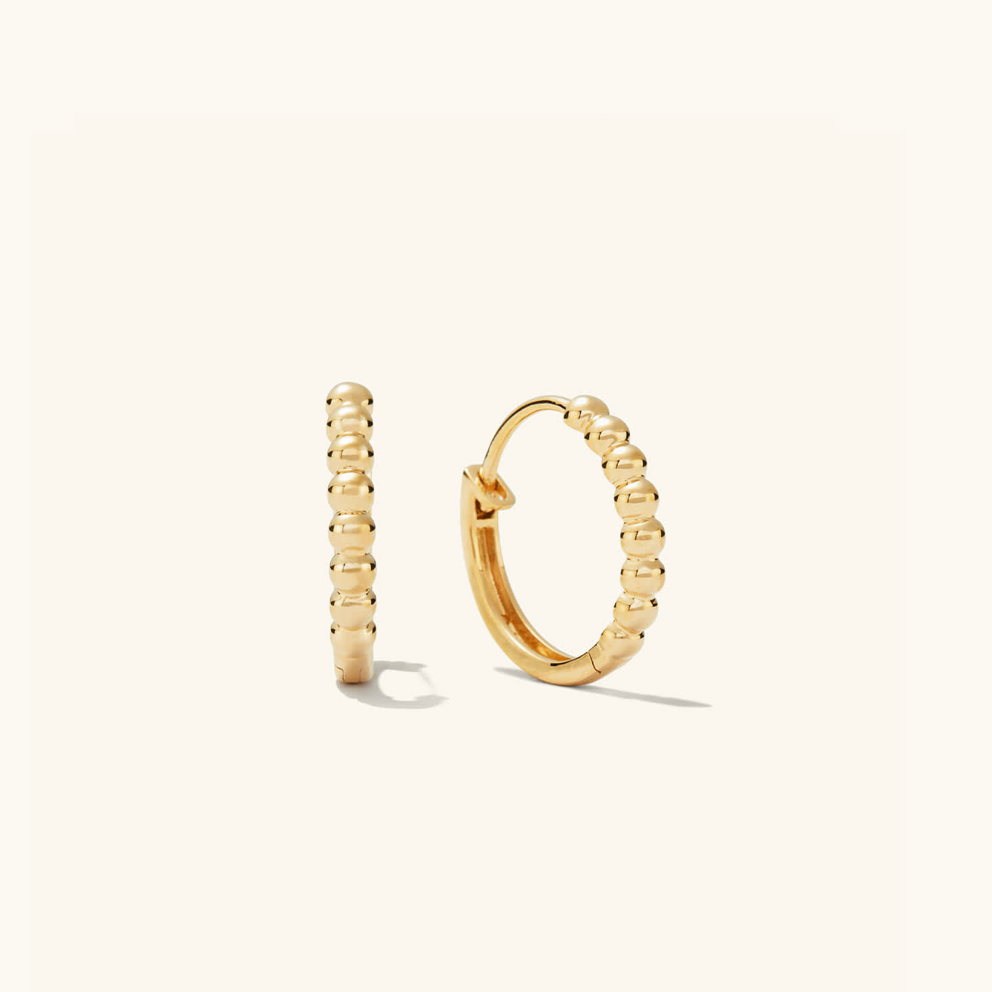 14K Solid Gold Beaded Small Unique Hoops Earrings  customdiamjewel 10 KT Solid Gold Yellow Gold VVS-EF