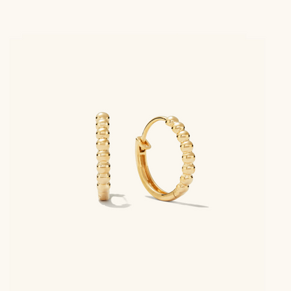 14K Solid Gold Beaded Small Unique Hoops Earrings  customdiamjewel 10 KT Solid Gold Yellow Gold VVS-EF