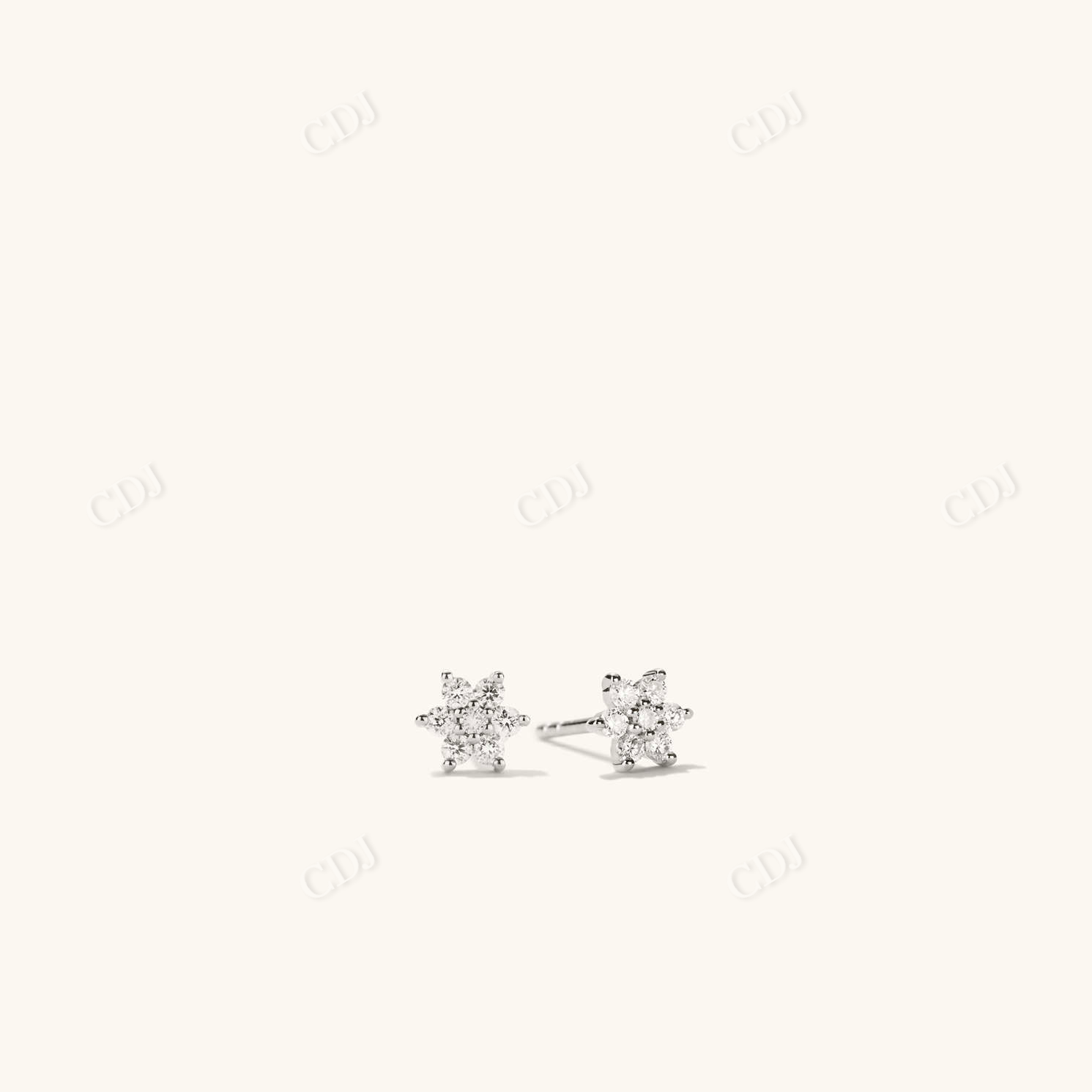 0.1CTW Lab Grown Flower Stud Earrings  customdiamjewel Sterling Silver White Gold VVS-EF