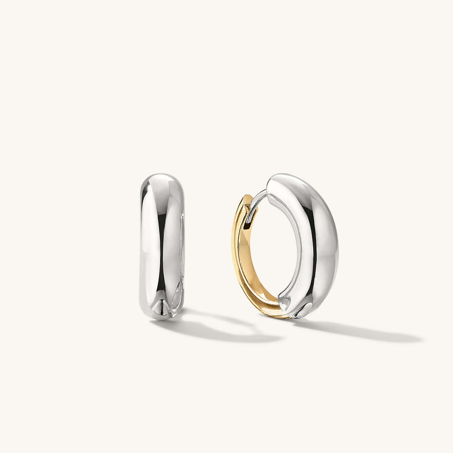 14K Solid Gold Mixed Medium Tube Shape Hoop Earring  customdiamjewel 10 KT Solid Gold White Gold VVS-EF