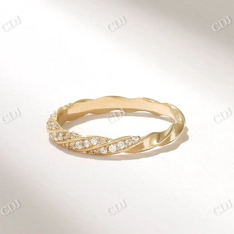 0.22CTW Twisted Half Eternity Lab Grown Diamond Wedding Band  customdiamjewel 10KT Yellow Gold VVS-EF
