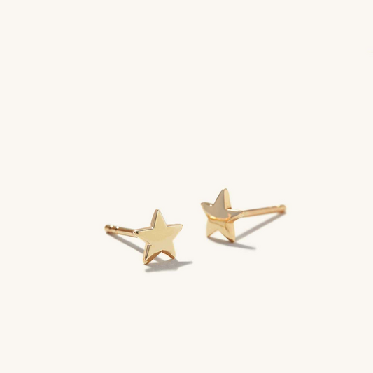 Trendy Star Shape 14K Solid Gold Studs Earrings  customdiamjewel 10 KT Solid Gold Yellow Gold VVS-EF