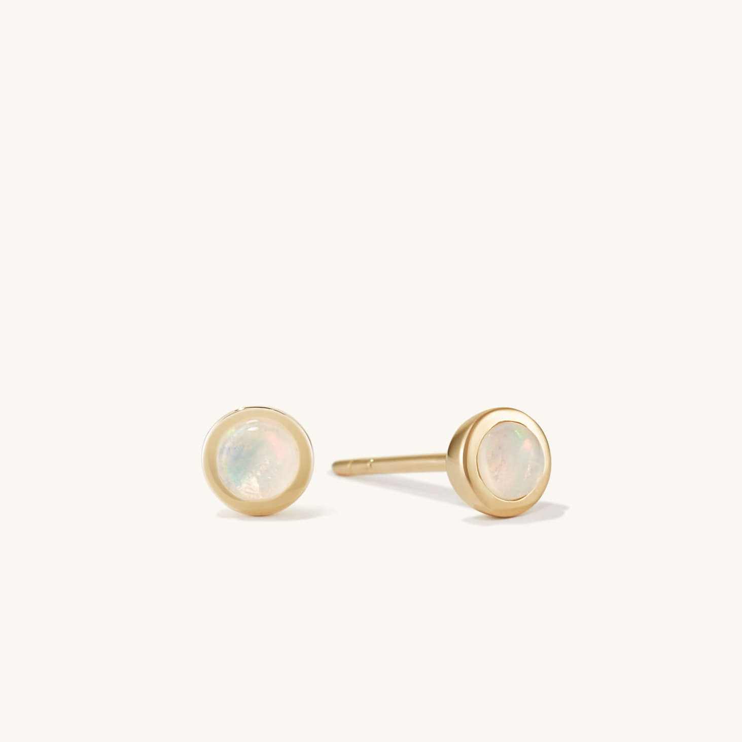 Opal Gemstone 14K Solid Gold Bezel Set Stud Earrings  customdiamjewel 10 KT Solid Gold Yellow Gold VVS-EF