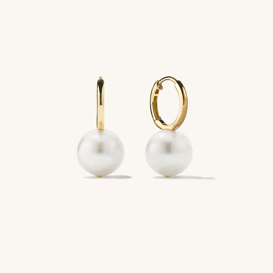 Large Pearl Huggies Daily Wear 14K Gold Earring  customdiamjewel Sterling Silver Yellow Gold VVS-EF