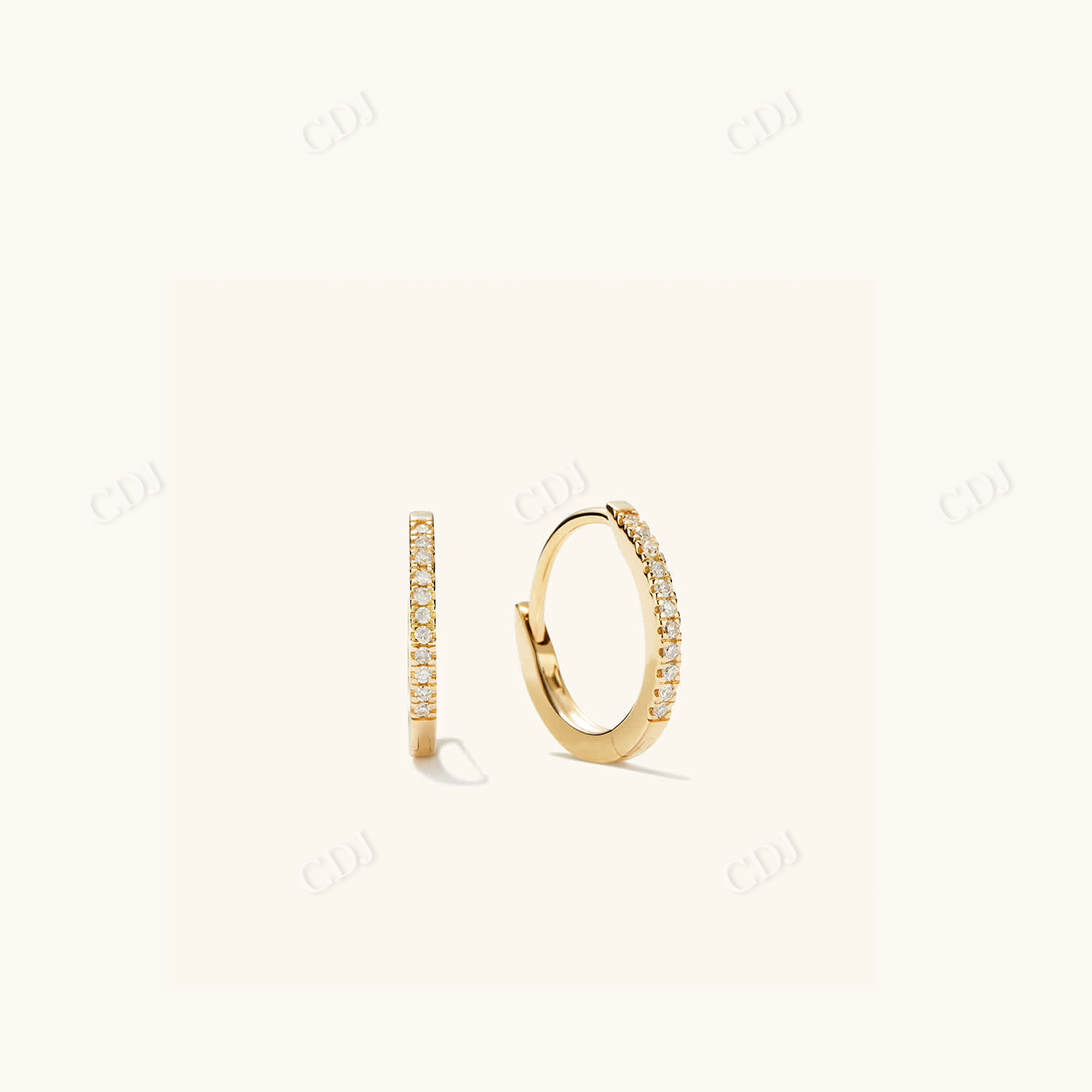 0.063CT Lab Grown Diamond Pave Hoops Earring  customdiamjewel Sterling Silver Yellow Gold VVS-EF