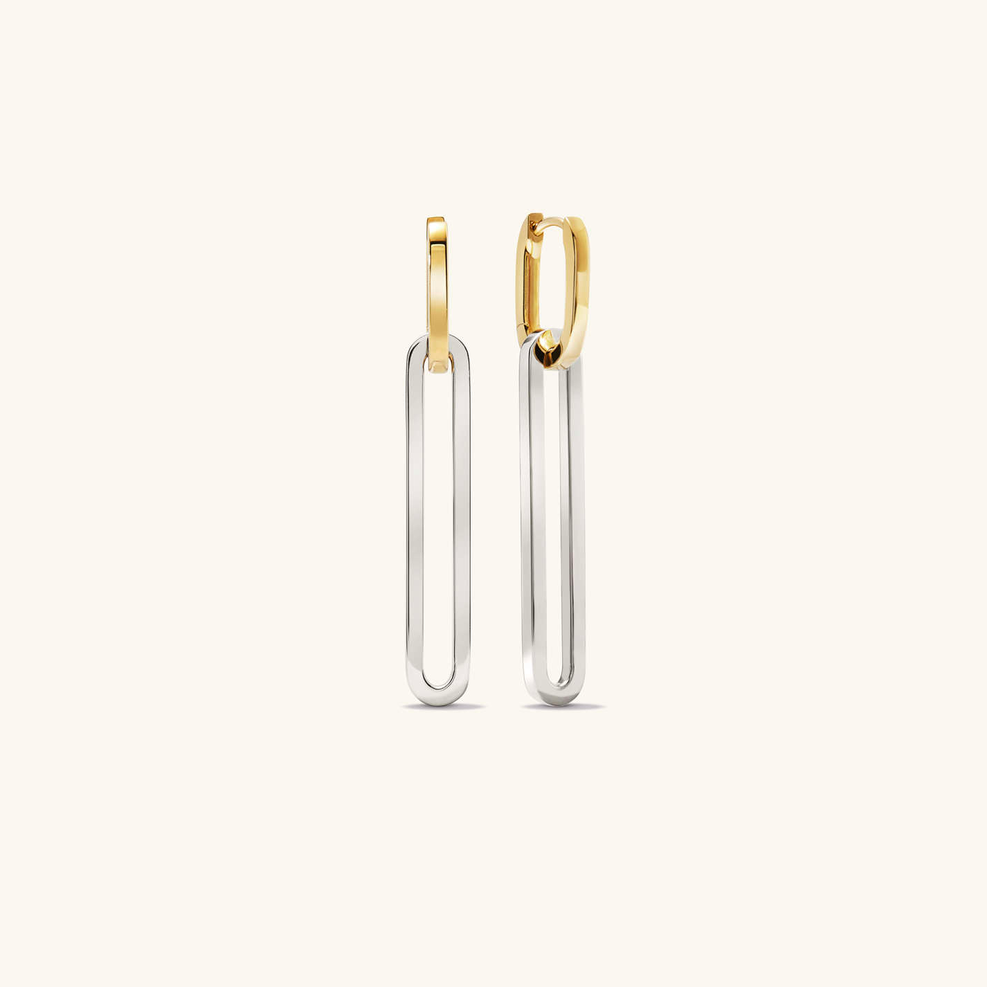 Long Harris 14K Gold Two Tone Link Earrings  customdiamjewel Sterling Silver White Gold VVS-EF