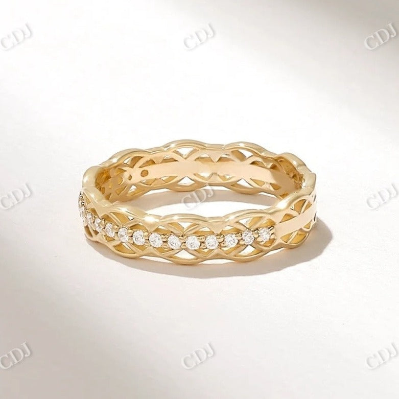 0.17CTW Round Diamond Celtic Knot Wedding Band  customdiamjewel 10KT Yellow Gold VVS-EF