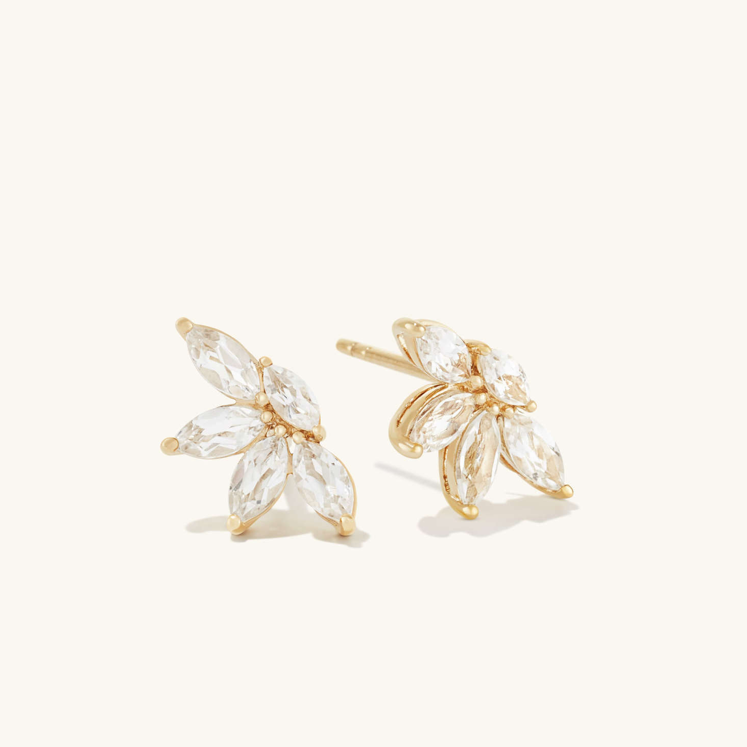 Marquise Cut Topaz Moissanite 14K Gold Wedding Stud Earrings  customdiamjewel Sterling Silver Yellow Gold VVS-EF