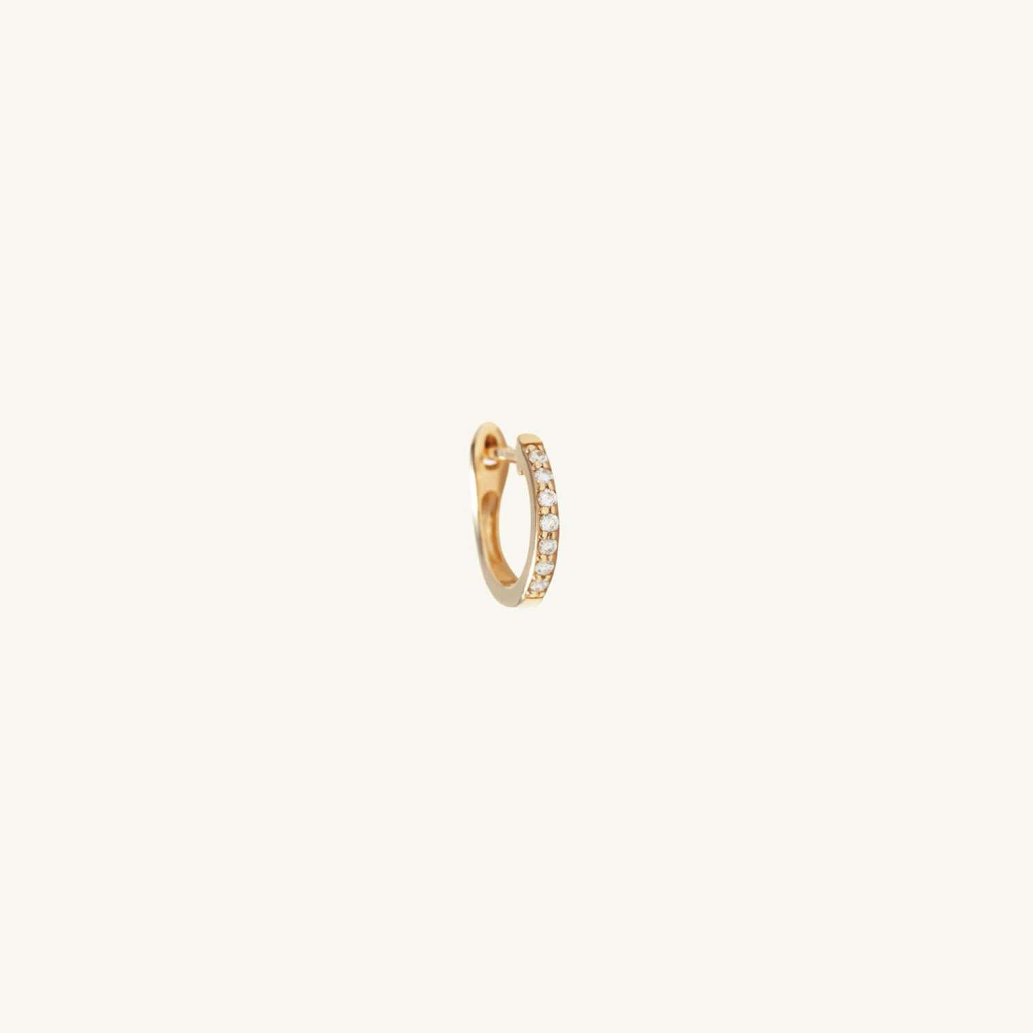 Single Natural Diamond 14K Gold Line Mini Hoop Earring  customdiamjewel 10 KT Solid Gold Yellow Gold VVS-EF