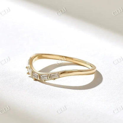 0.25CTW Baguette Curved Lab Grown Diamond Wedding Band  customdiamjewel 10KT Yellow Gold VVS-EF