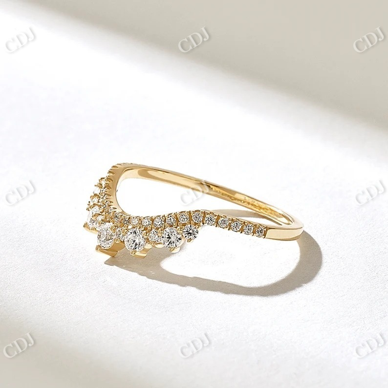 0.25CTW Tiara Stacking Curved Wedding Band  customdiamjewel 10KT Yellow Gold VVS-EF