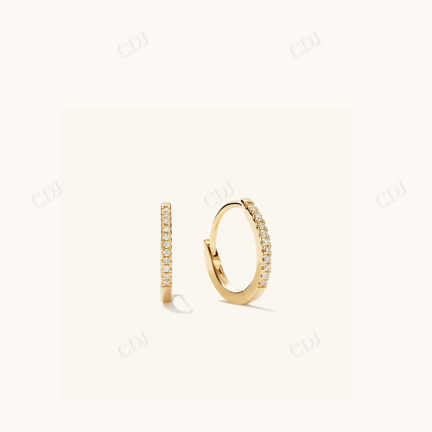 Pave Diamond Small Huggie Wedding Hoops  customdiamjewel 10 KT Solid Gold Yellow Gold VVS-EF