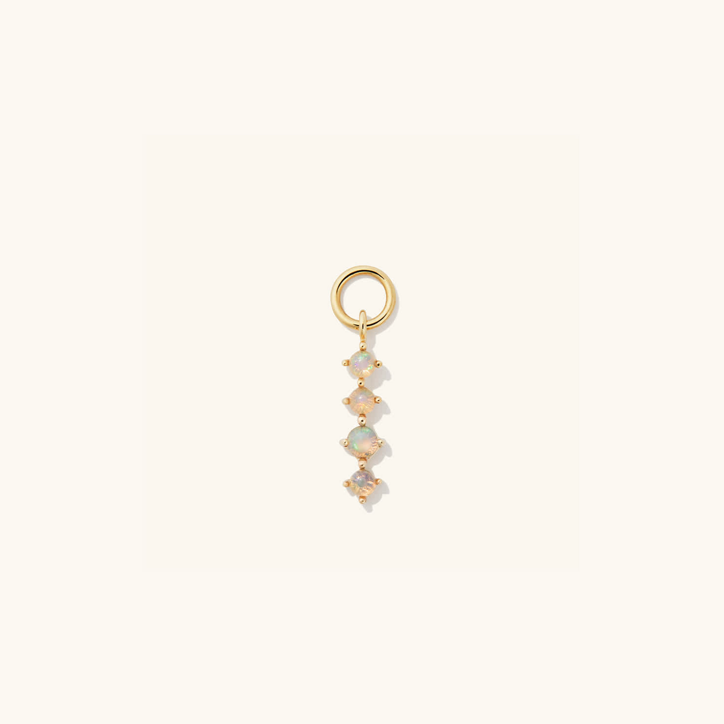 Single Opal Natural Diamond 14K Gold Hoop Charm Earring  customdiamjewel   