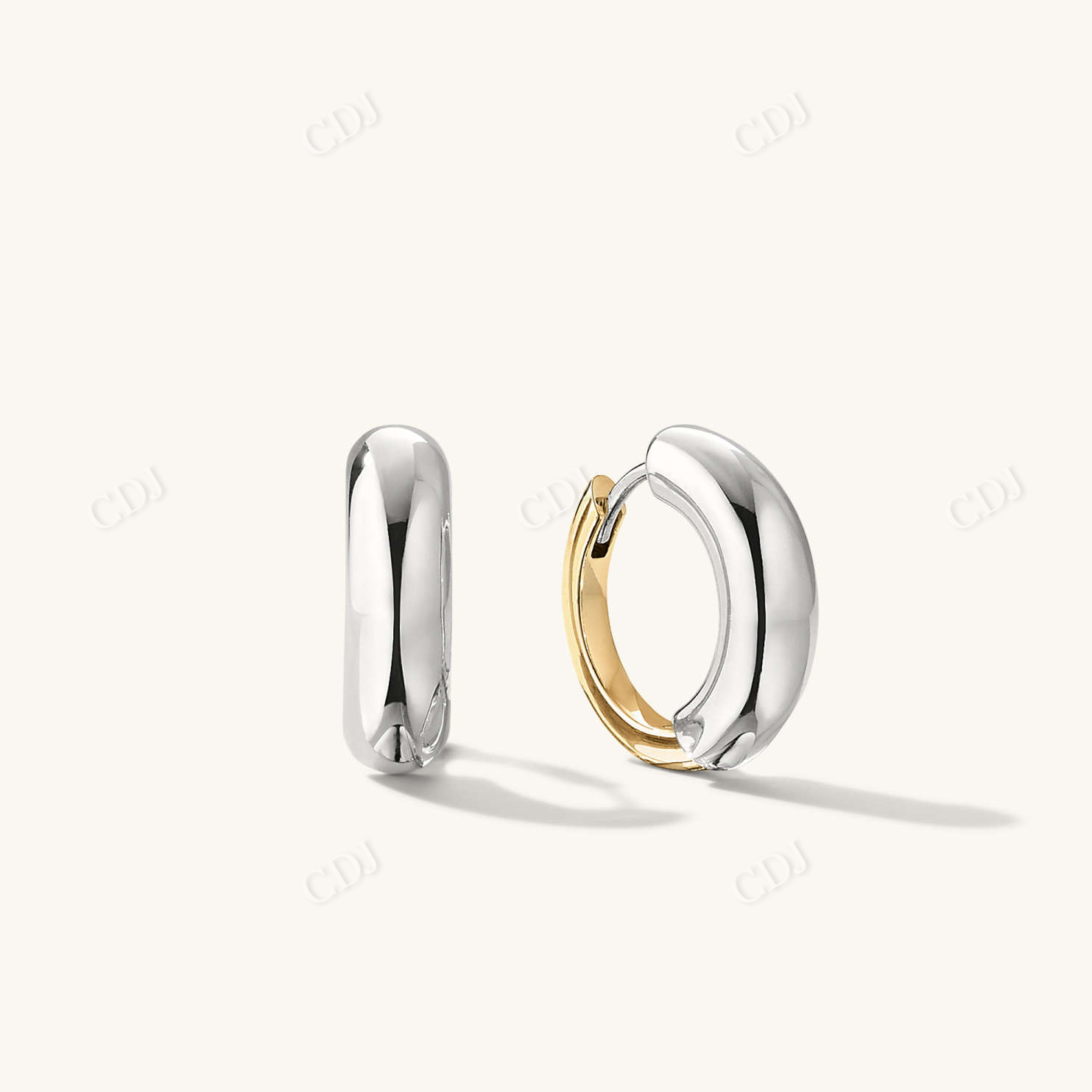 Two Tone Medium Hoops Earrings  customdiamjewel Sterling Silver Yellow Gold 