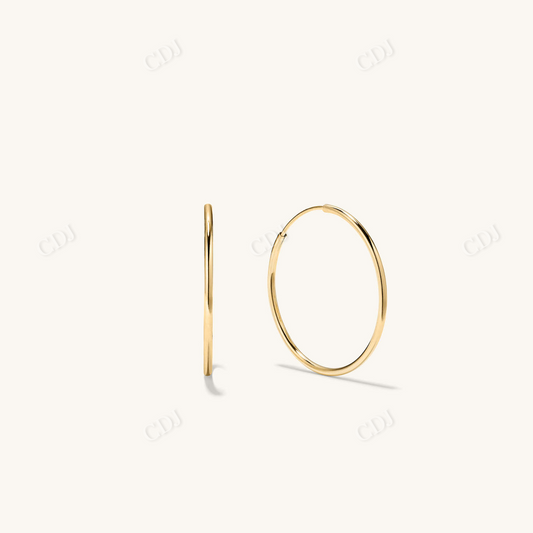 Unique Natural Diamond 14K Gold Oversized Thin Hoops  customdiamjewel 10 KT Solid Gold Yellow Gold 