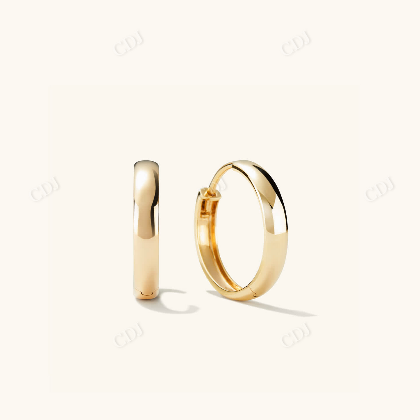 Dome Bold Medium Hoop Earrings  customdiamjewel 10 KT Solid Gold Yellow Gold 