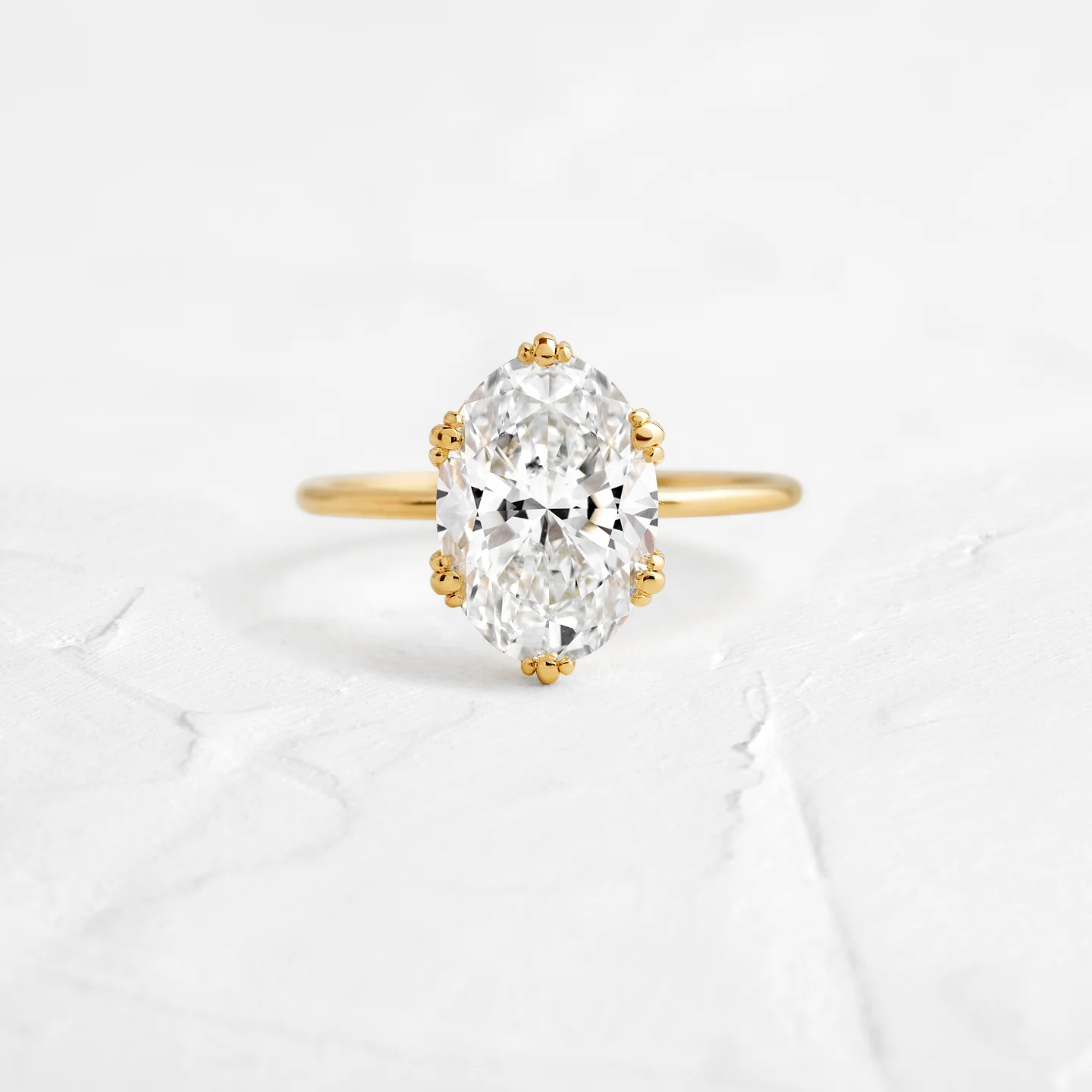 Solitaire Oval Cut Moissanite Antique Prong Set Engagement Ring  customdiamjewel 10KT Yellow Gold VVS-EF