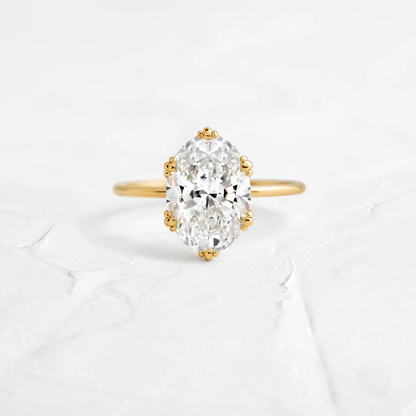 Solitaire Oval Cut Moissanite Antique Prong Set Engagement Ring  customdiamjewel 10KT Yellow Gold VVS-EF