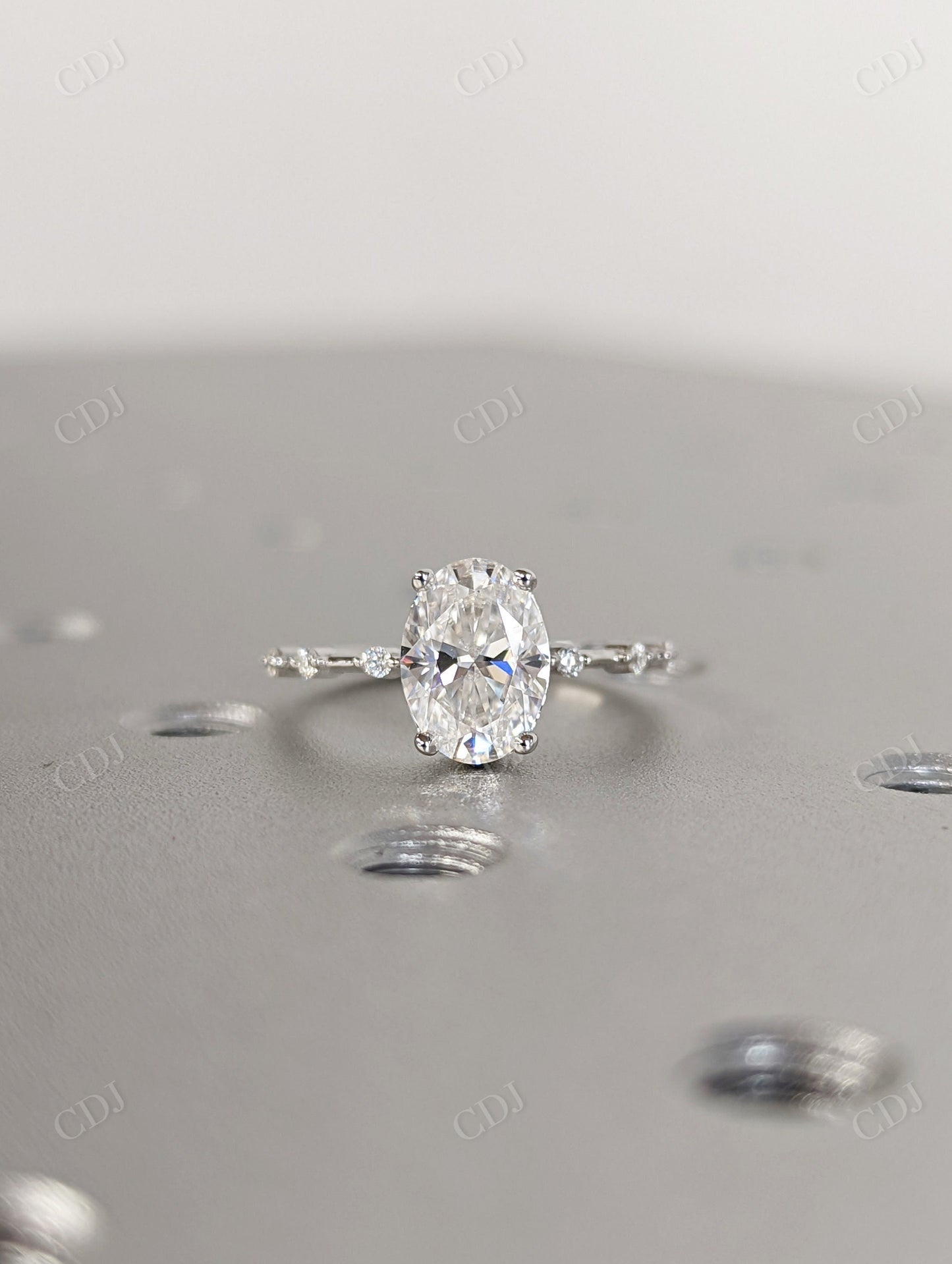 Oval Cut Moissanite White Gold Unique Eternity Engagement Ring  customdiamjewel   