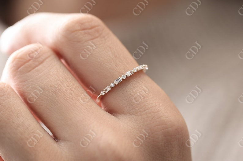 0.30CTW Baguette And Round Cut Natural Diamond Stackable Band  customdiamjewel   