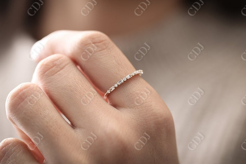 0.30CTW Baguette And Round Cut Natural Diamond Stackable Band  customdiamjewel   