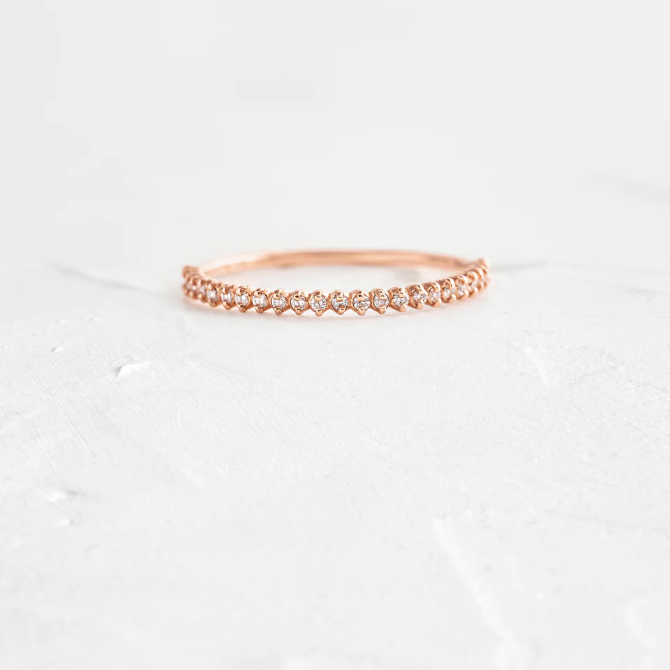 0.13CTW Natural Diamond Minimalist Wedding Band  customdiamjewel 10KT Rose Gold VVS-EF