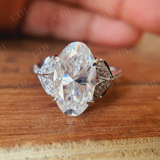 4.40CT Oval Cut Cluster Moissanite Engagement Ring  customdiamjewel   