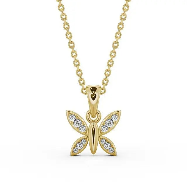 0.14CT Butterfly Shaped Lab Grown Diamond Pendant  customdiamjewel 10KT Yellow Gold VVS-EF