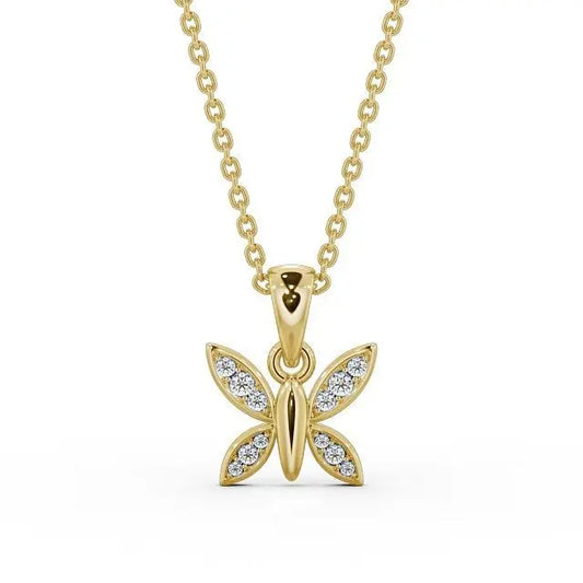 0.14CT Butterfly Shaped Lab Grown Diamond Pendant  customdiamjewel 10KT Yellow Gold VVS-EF