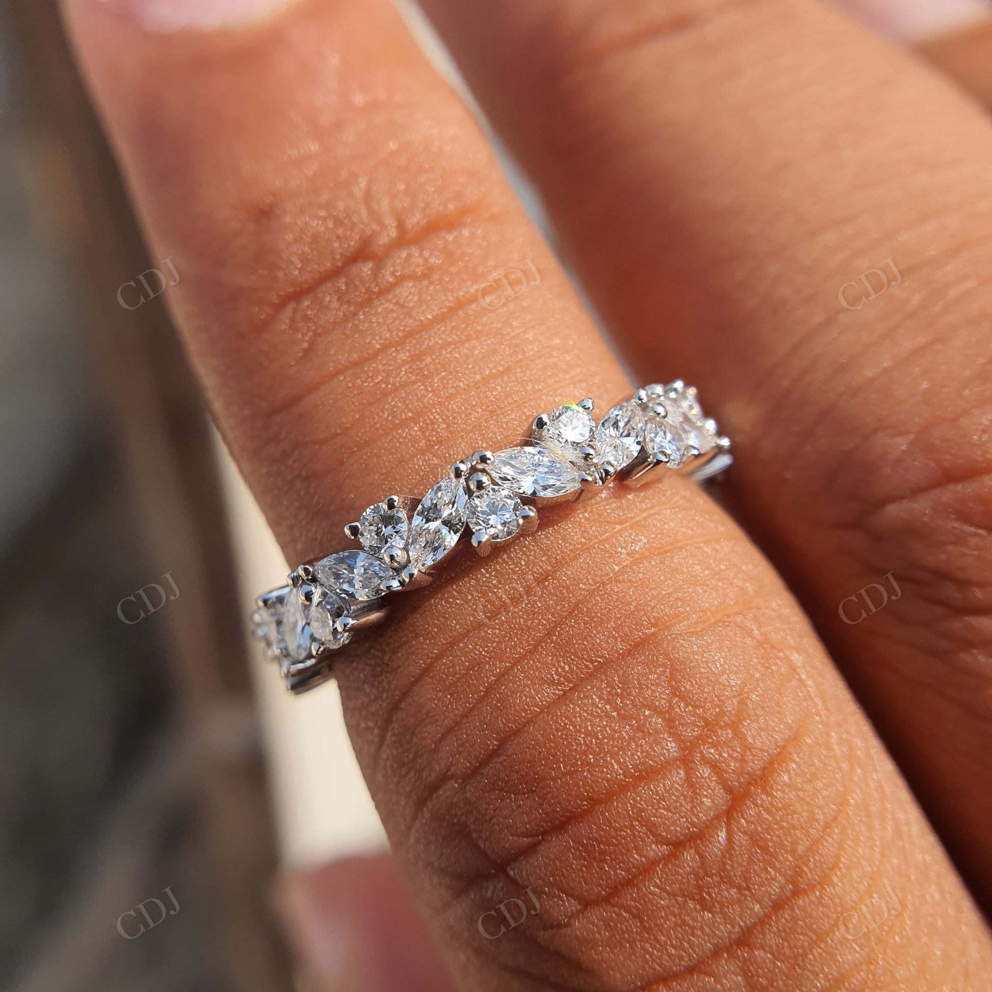 Alternating Lab Grown Diamond Marquise And Round Wedding Band  customdiamjewel   